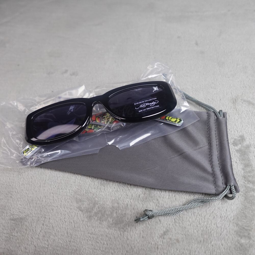 Ed Hardy Ed Kabuki Sunglasses Black UV400 Eternal Love NEW - Picture 2 of 16